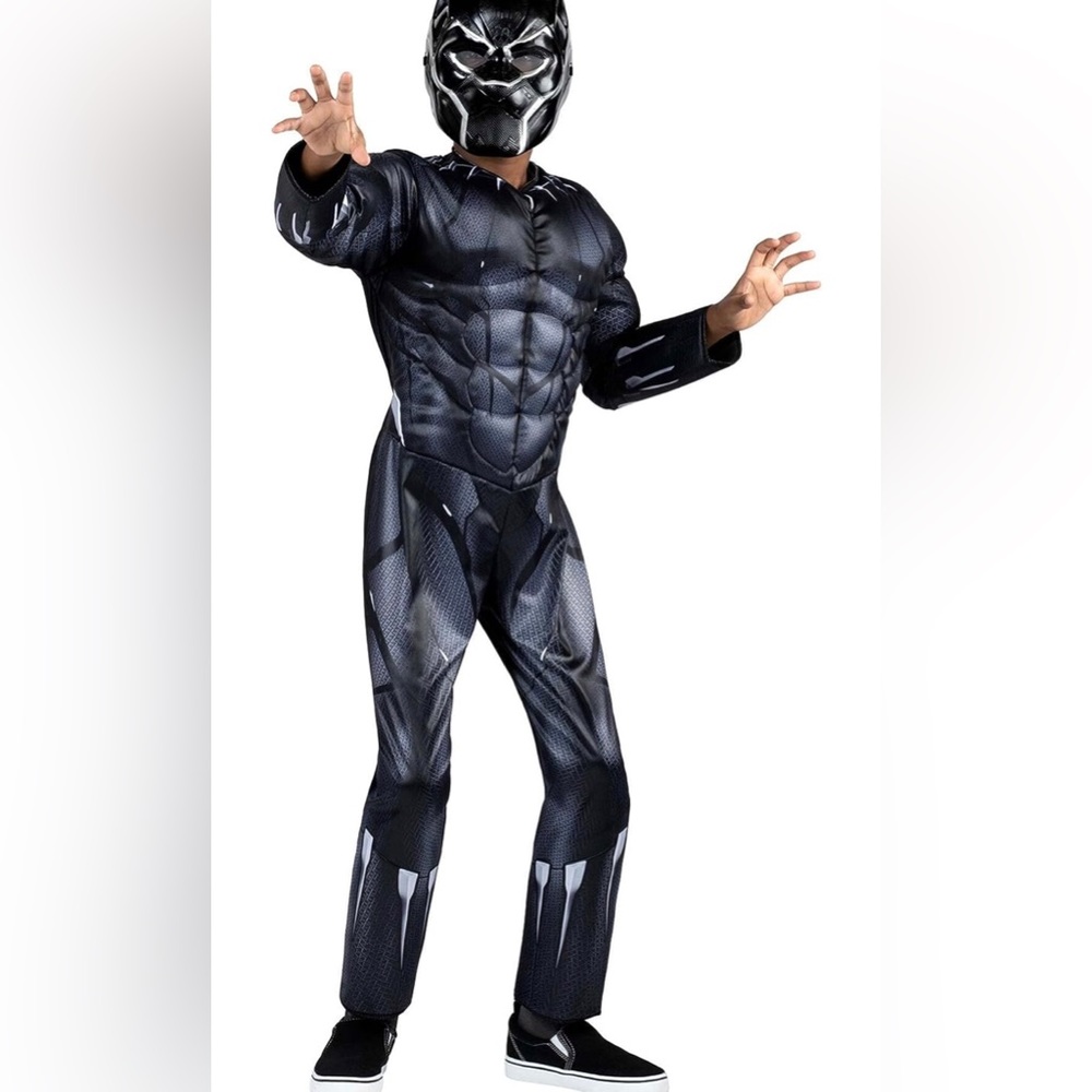 MARVEL Boys Black Panther Costume with mask, Kids Superhero Halloween 6-8